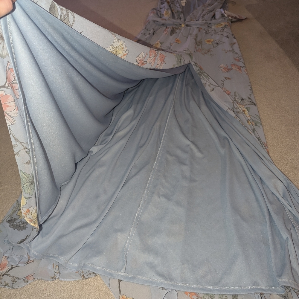 After Six Dessy Collection Baby Blue Floral Butterfly Formal Dress Wedding Guest - Picture 15 of 16